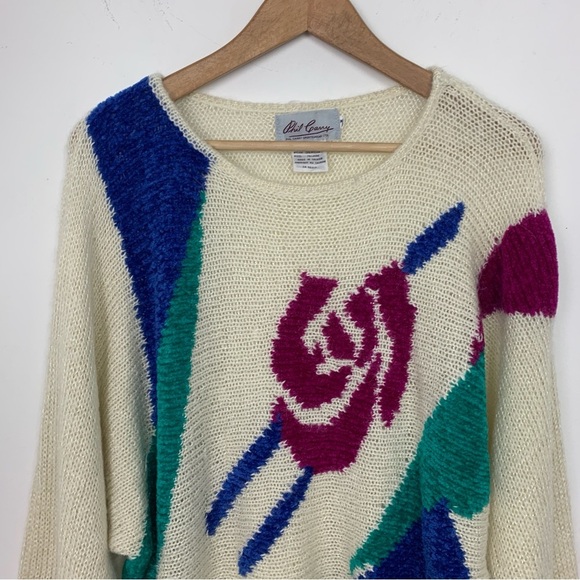 Vintage 80s Phil Caray Floral Abstract Sweater - Picture 3 of 7